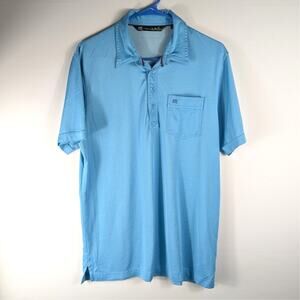 Travis Mathew Mens Medium Blue Polo Shirt Pima Cotton Pocket Casual Golf Active